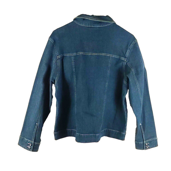 Cappagallo Women's Blue Jean Denim Jacket Button Up Size XL Cotton Spandex... - Picture 6 of 16